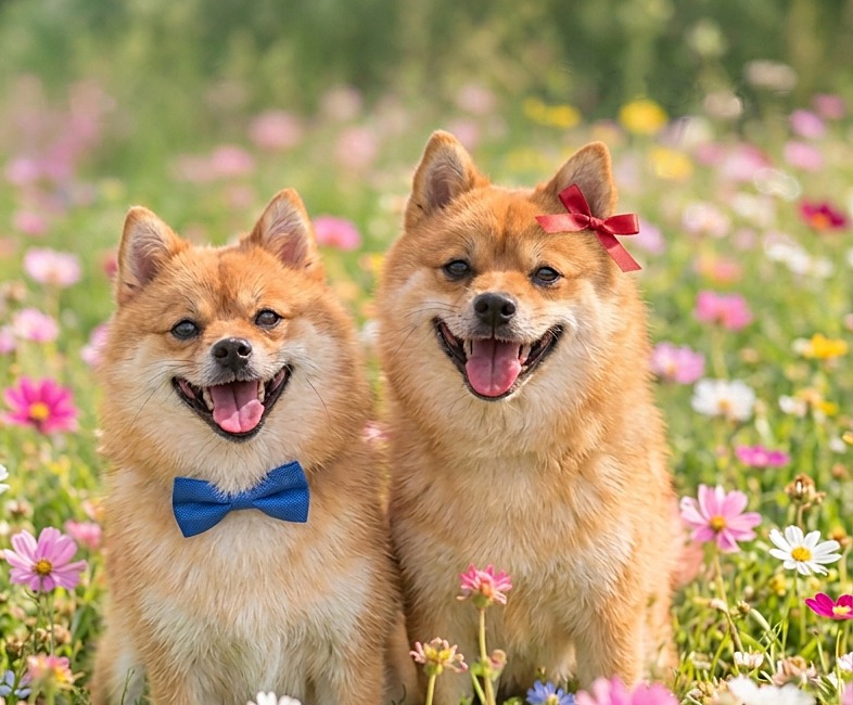花畑のはるくんとくぅちゃん